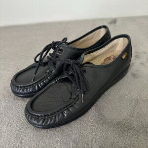 SAS Black Leather Moc‎ Toe Shoes 6.5N Made in USA